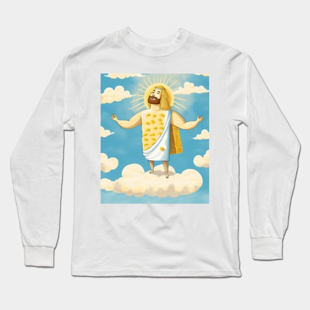 Cheesus Jesus Christ Funny Cheese Christian Pun Christmas Long Sleeve T-Shirt by starryskin